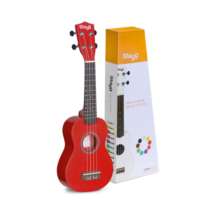 Ukulele soprano rosso con borsa