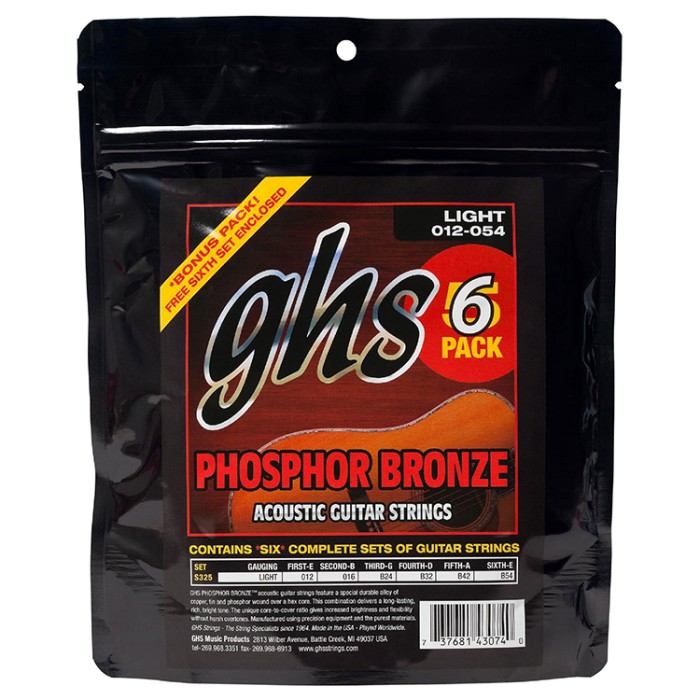 Pack 5 set Phosphor Bronze Acustica 6 St 012-054