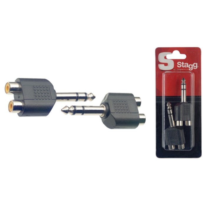 Adattatore 2xRca F/1xJack 6,3 M ST Cnf.2pcs