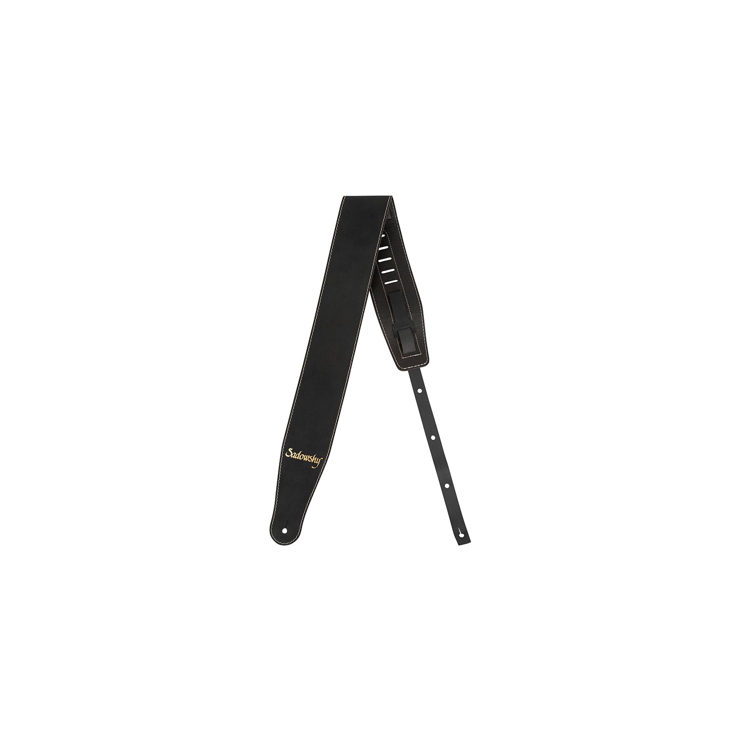 Tracolla 3,5 in pelle nero logo gold