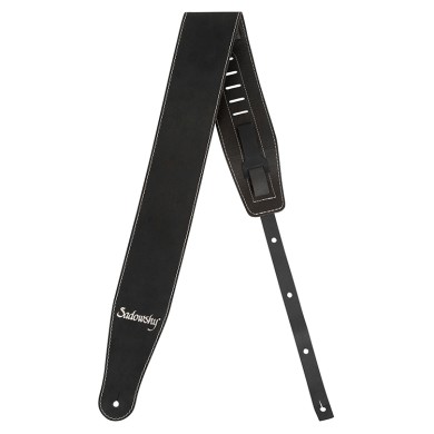 Tracolla 3,5 in pelle nero logo silver