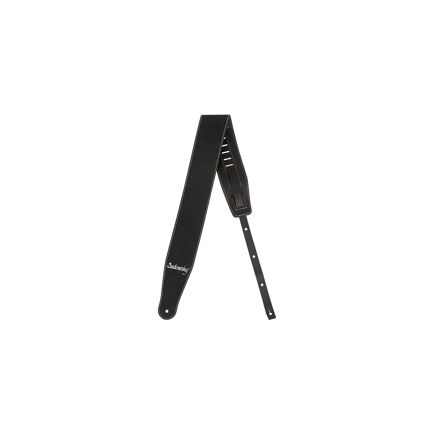 Tracolla 3,5 in pelle nero logo silver
