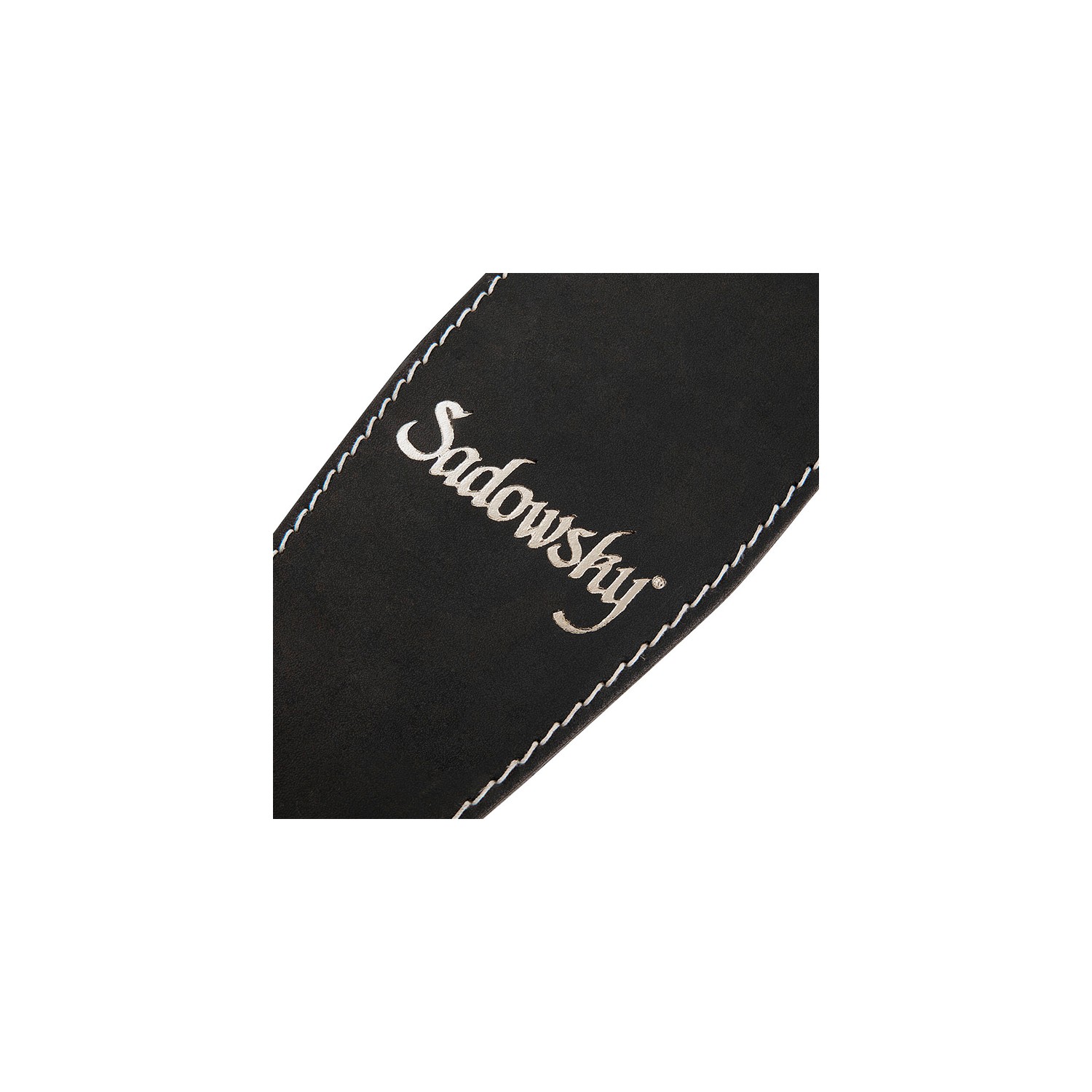 Tracolla 3,5 in pelle nero logo silver