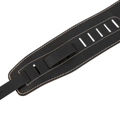 Tracolla 3,5 in pelle nero logo silver