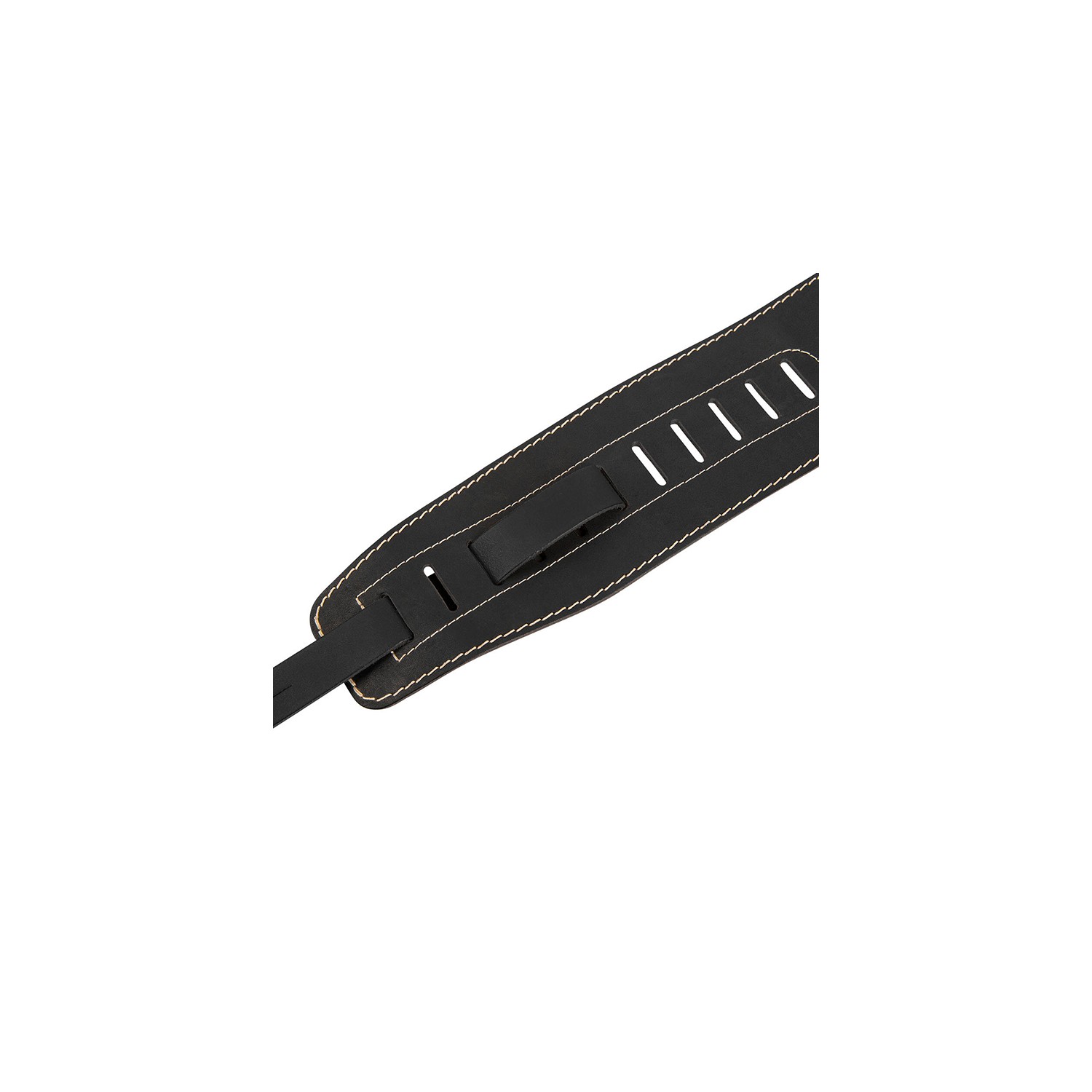 Tracolla 3,5 in pelle nero logo silver
