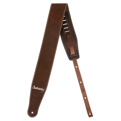 Tracolla 3,5 in pelle marrone logo silver