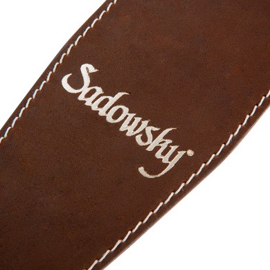 Tracolla 3,5 in pelle marrone logo silver