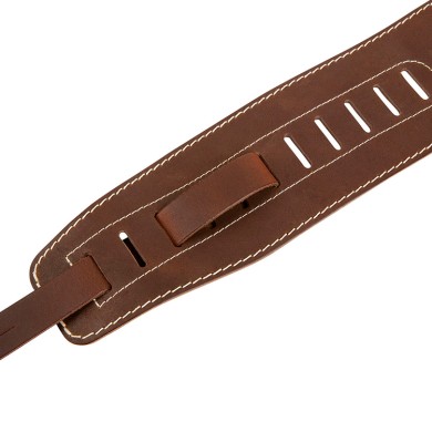 Tracolla 3,5 in pelle marrone logo silver