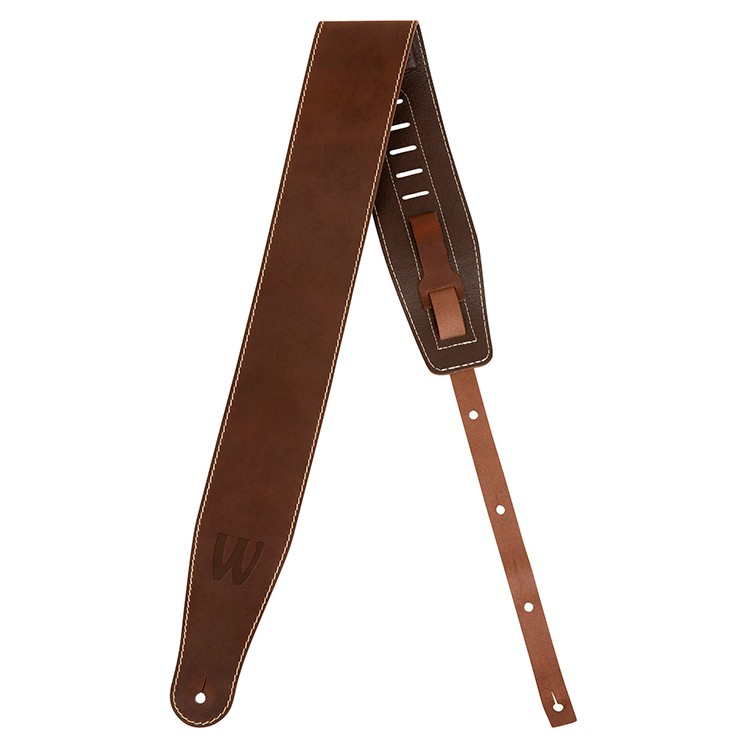 Tracolla 3,5 in pelle marrone logo