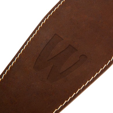 Tracolla 3,5 in pelle marrone logo