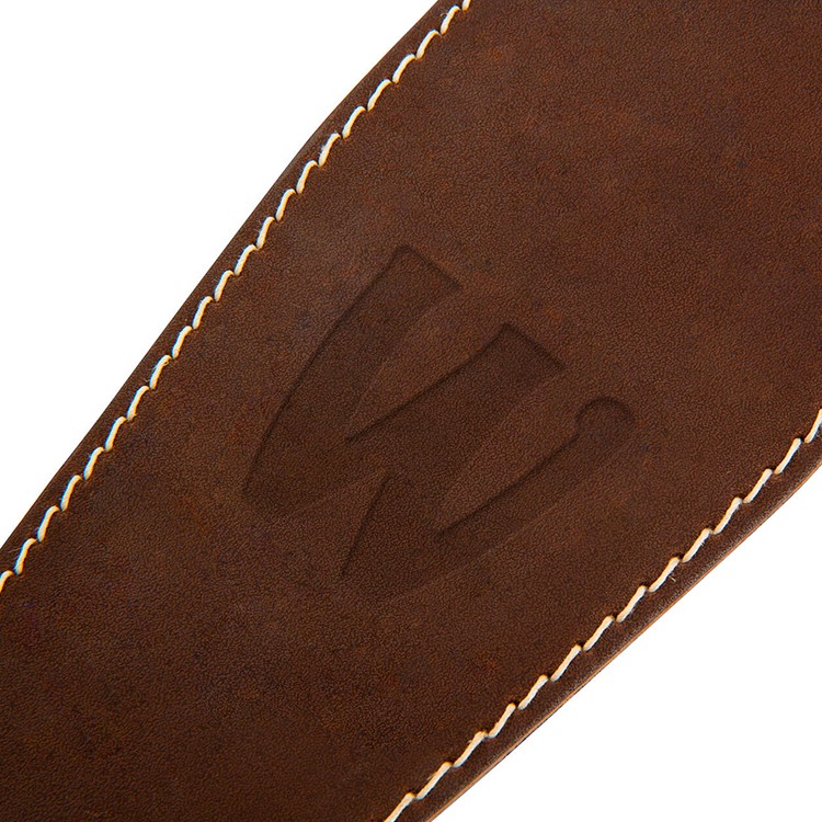 Tracolla 3,5 in pelle marrone logo