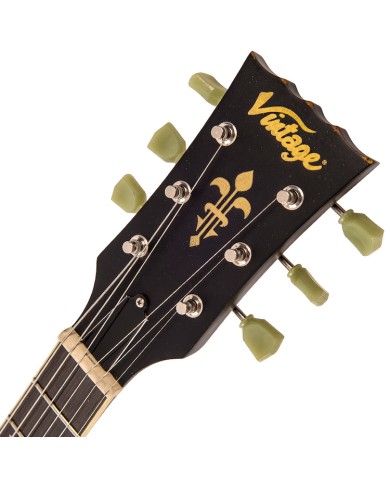 V100 ICON Distressed Black Over Sunburst