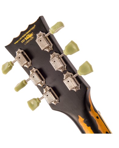 V100 ICON Distressed Black Over Sunburst
