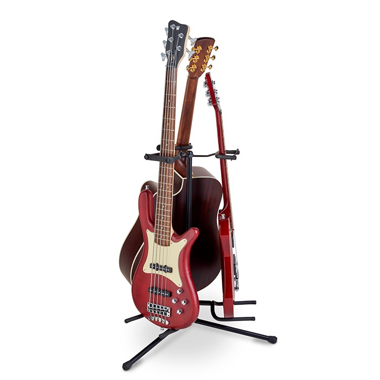 Supporto da terra per tre chitarre nero