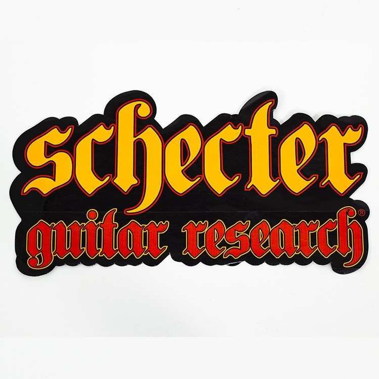 Adesivo nero Schecter con logo sagomato color aran