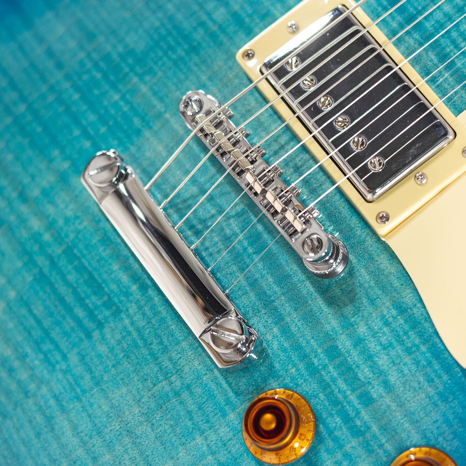 LP Style Flame Ocean Blue Burst