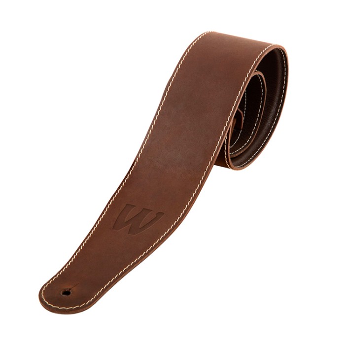 Tracolla 3,5 in pelle marrone logo