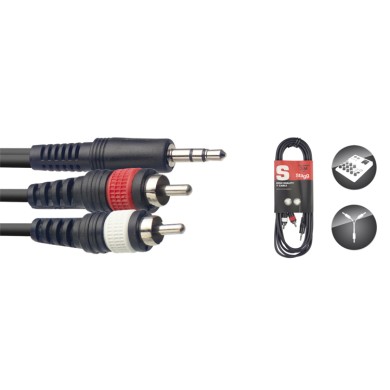 Cavo audio 3m 2xRca M/Jack 3,5 M ST