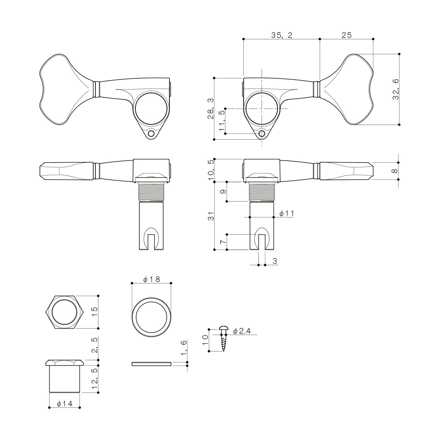 Meccaniche Basso 3L+2R Black