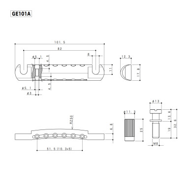 Stop Tailpiece 6 Corde Gold