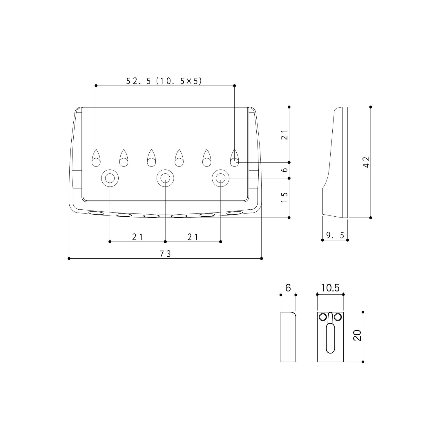 Ponte Fisso 6 Corde Black