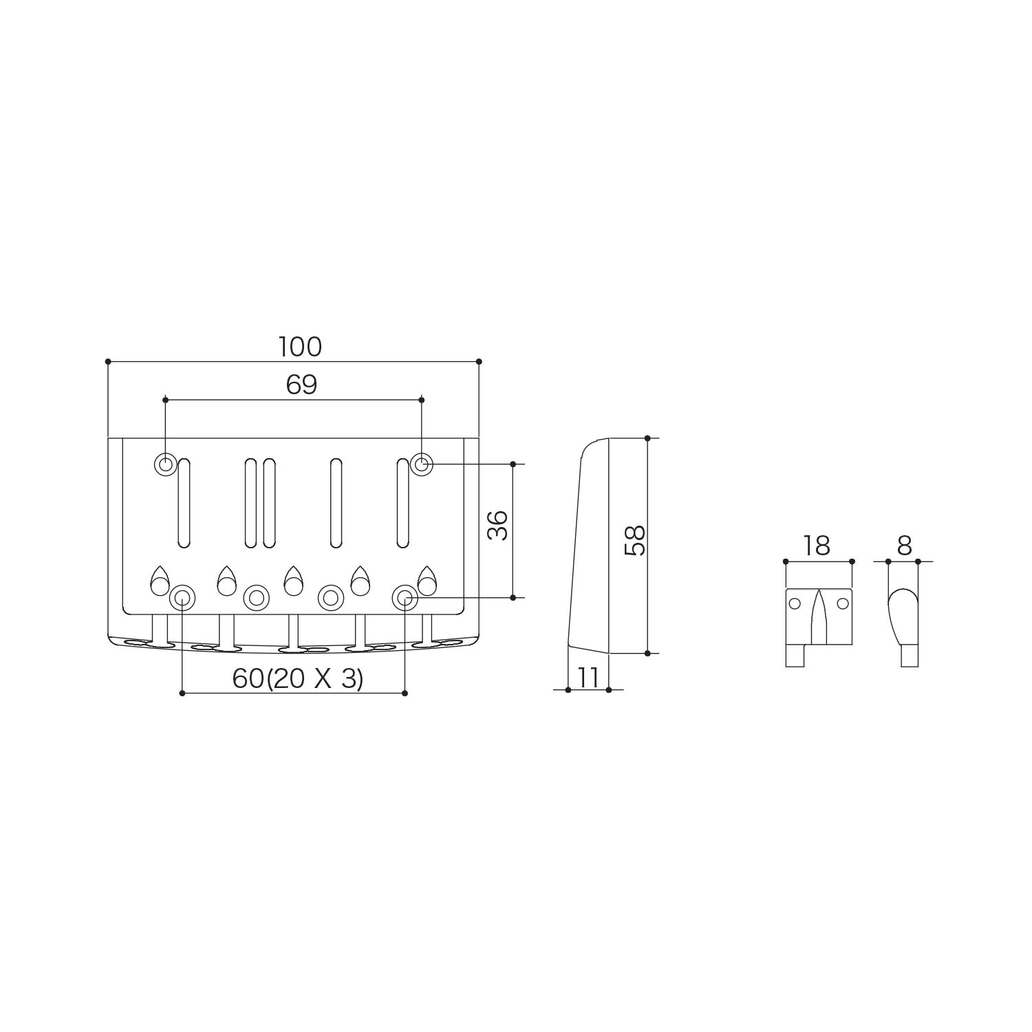 Ponte Basso 5 Corde Chrome