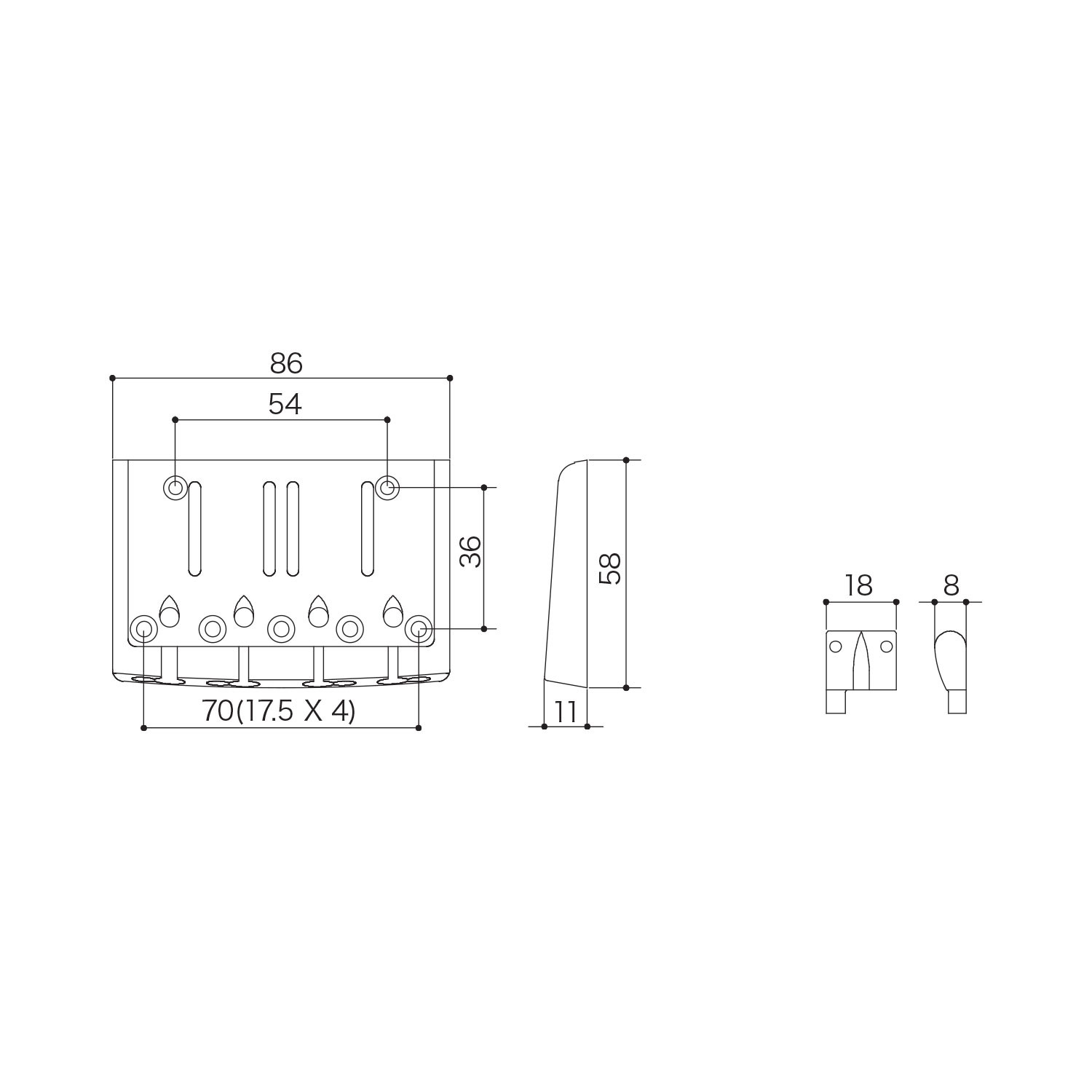 Ponte Basso 4 Corde Chrome