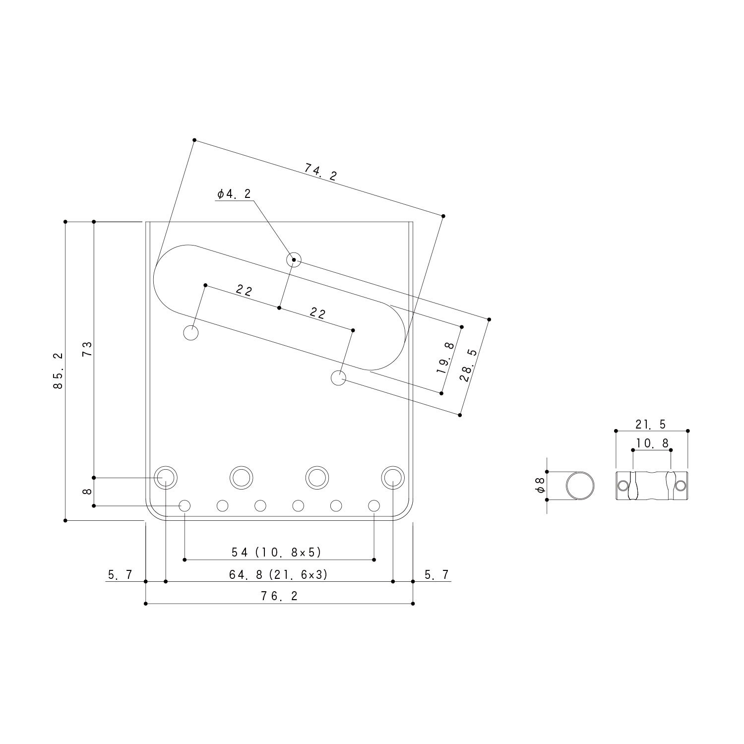 Ponte Fisso Tele Style 6 Corde Chrome