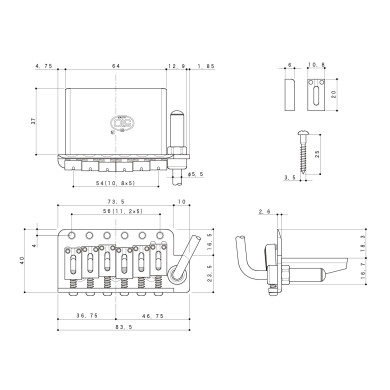 Ponte Tremolo 6 Corde Black Chrome