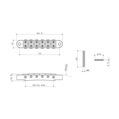 Ponte Fisso TOM Style 6 Corde Chrome