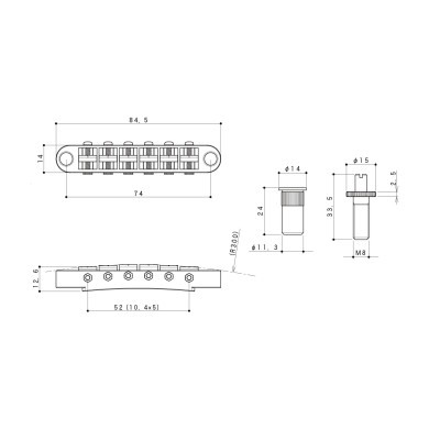 Ponte Fisso TOM Style 6 Corde Black