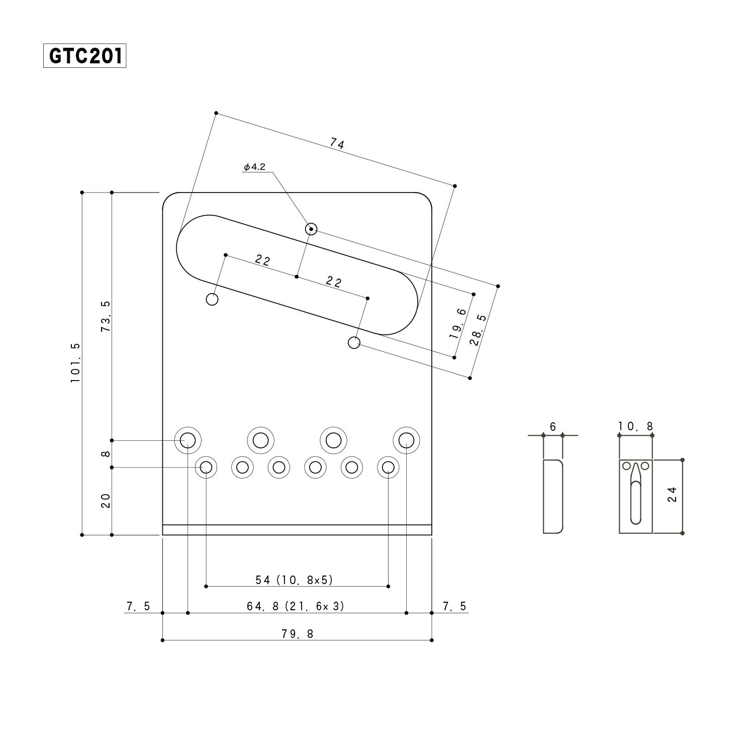Ponte Fisso Tele Style 6 Corde Chrome