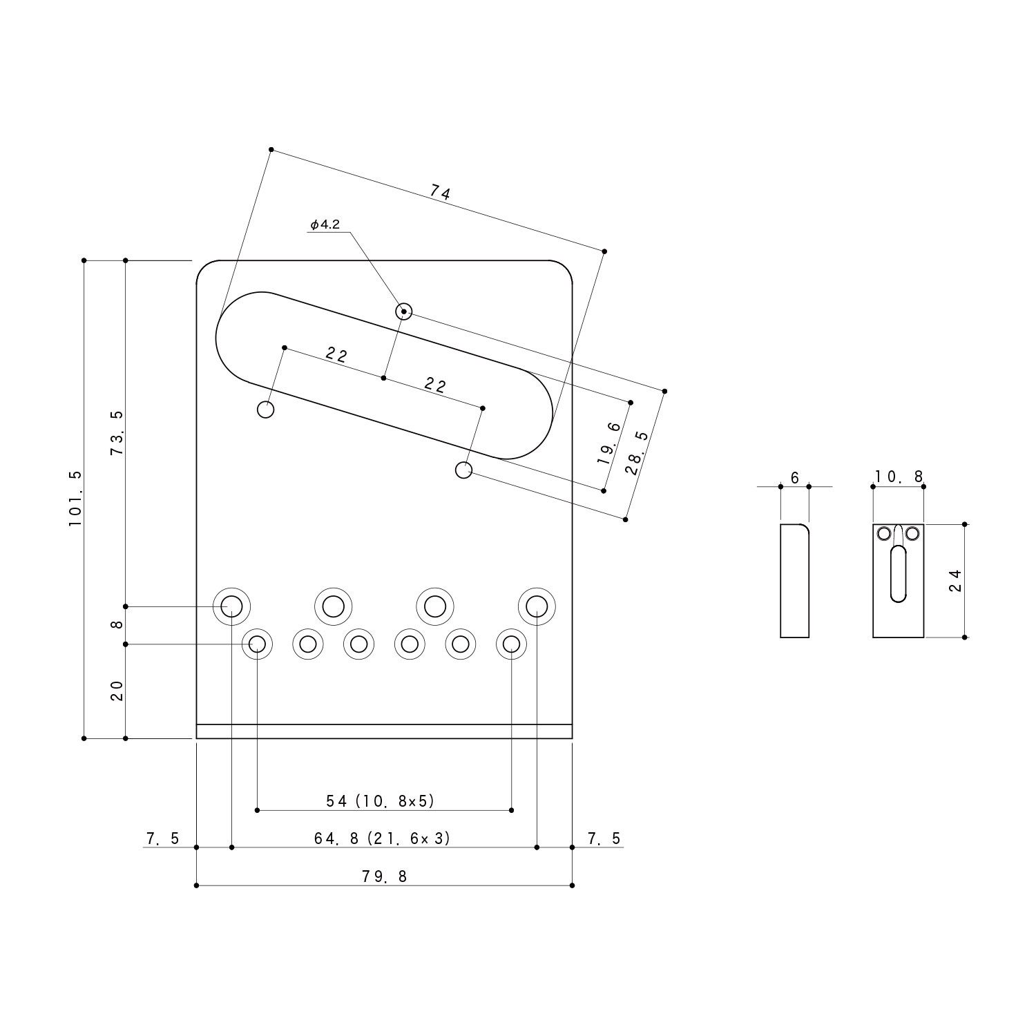 Ponte Fisso Tele Style 6 Corde Black