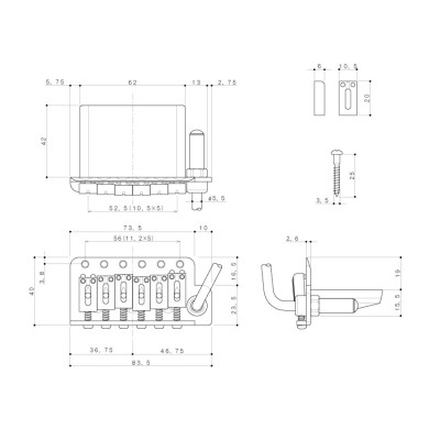 Ponte Tremolo 6 Corde Black Chrome
