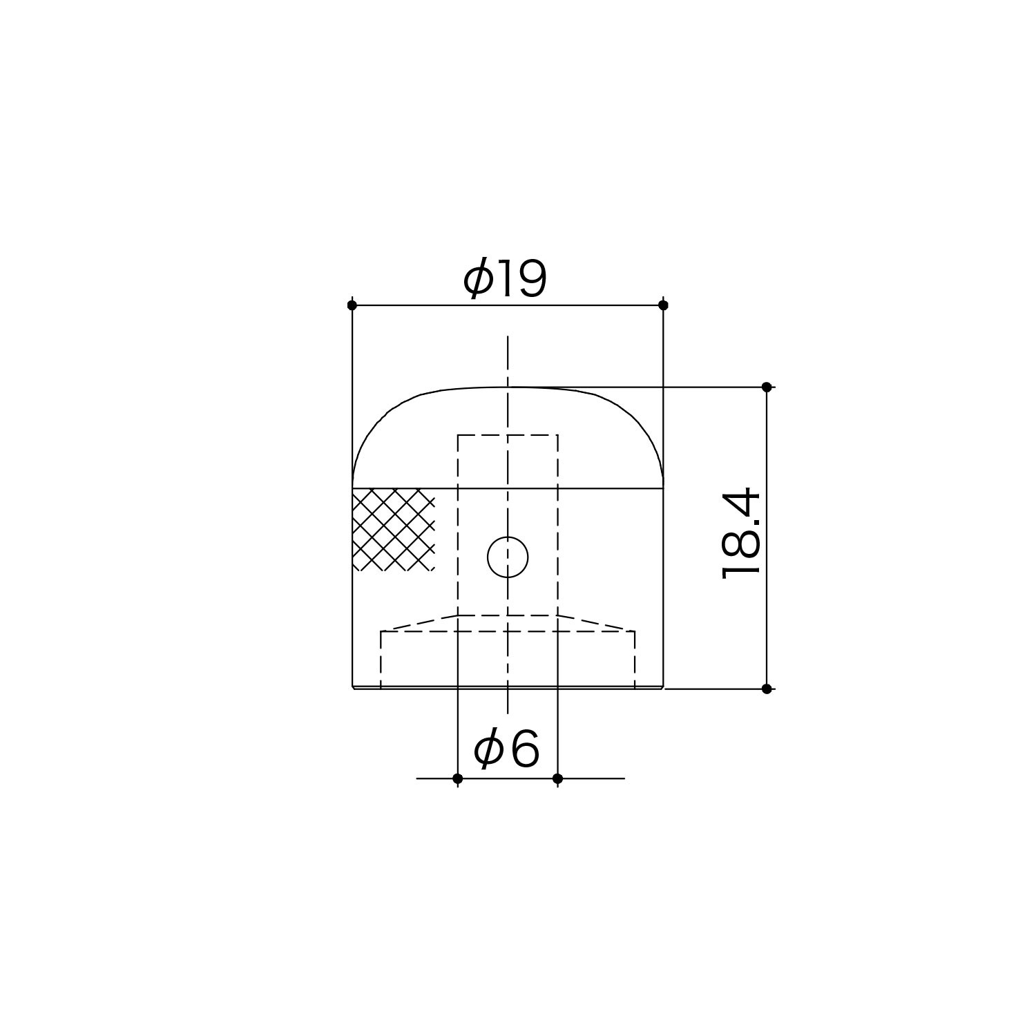 Potentiometer Knob 19mm Black Chrome