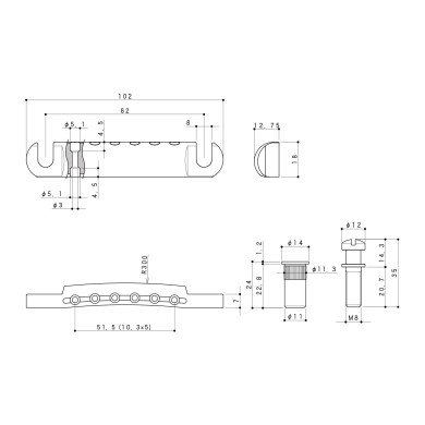 Stop Tailpiece 6 Corde Black Chrome