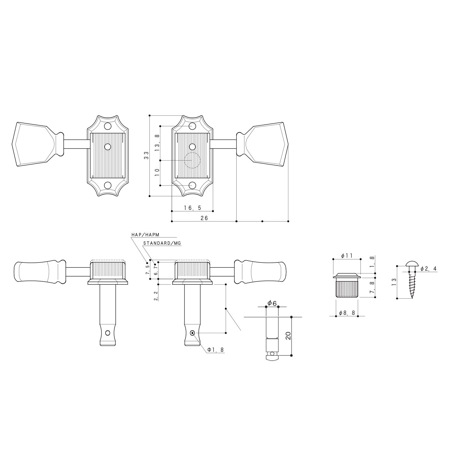 Meccaniche MG 3L+3R Nickel