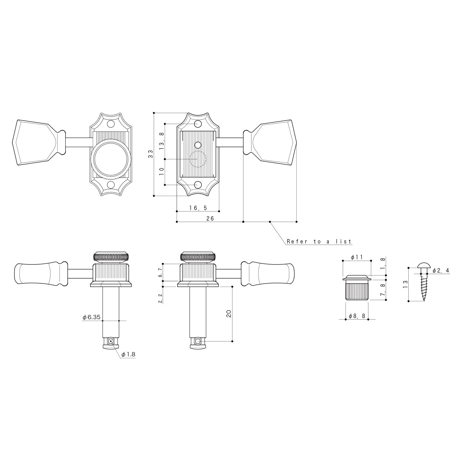 Meccaniche Locking 3L+3R Gold