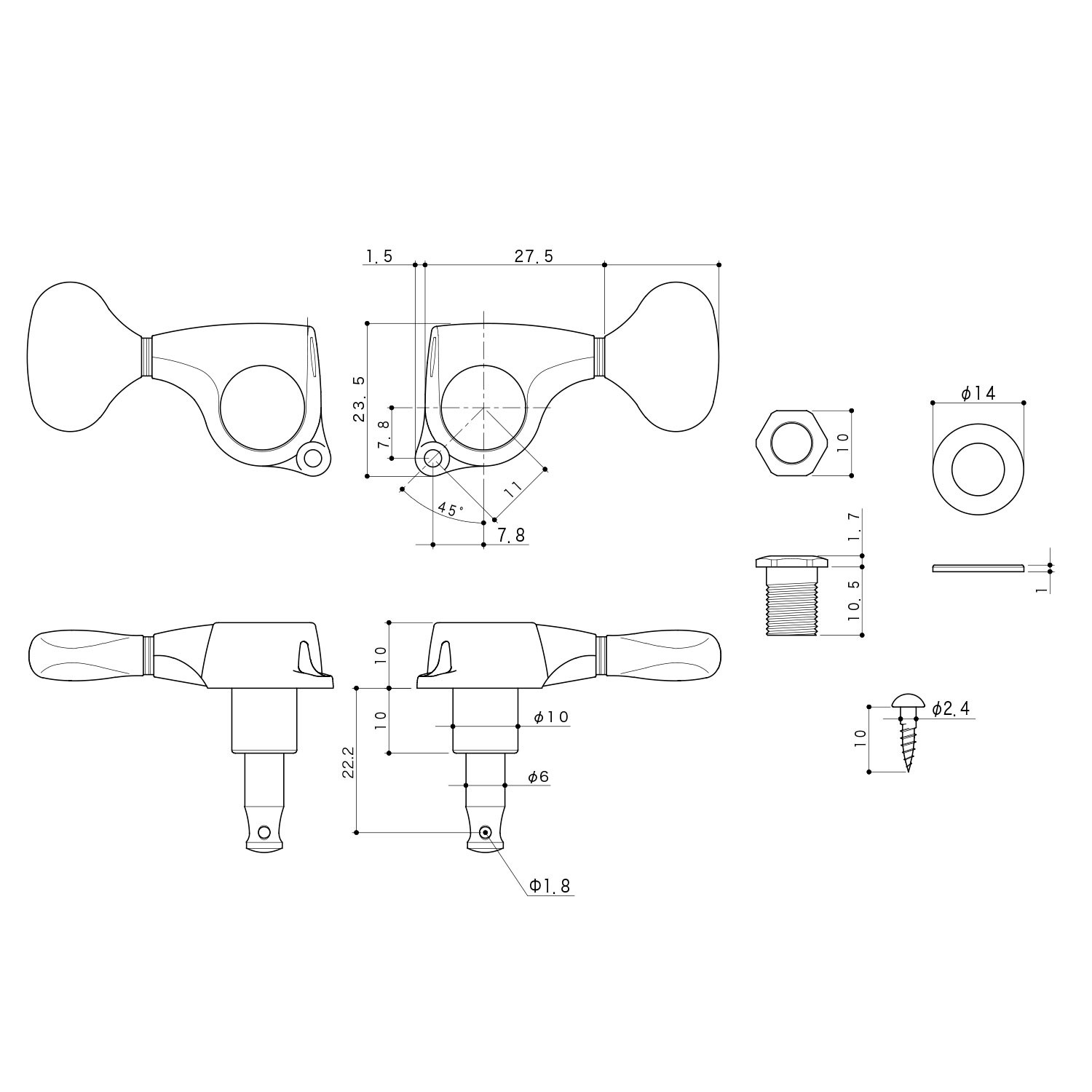 Meccaniche Standard 3L+3R Black Chrome