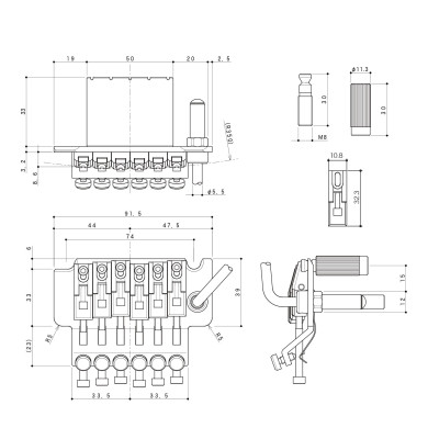 Ponte Locking Tremolo 6 Corde Gold