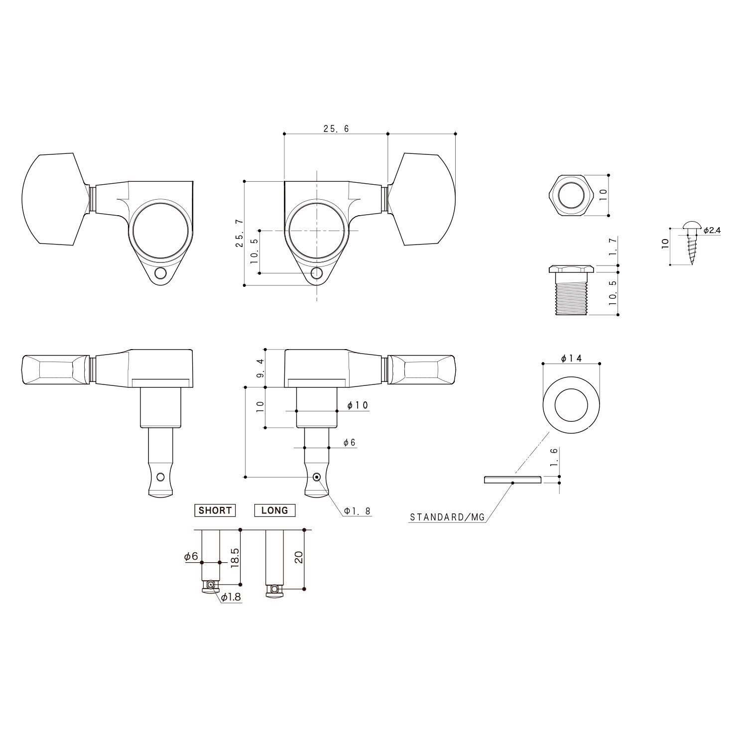 Meccaniche Locking 3L+3R Black