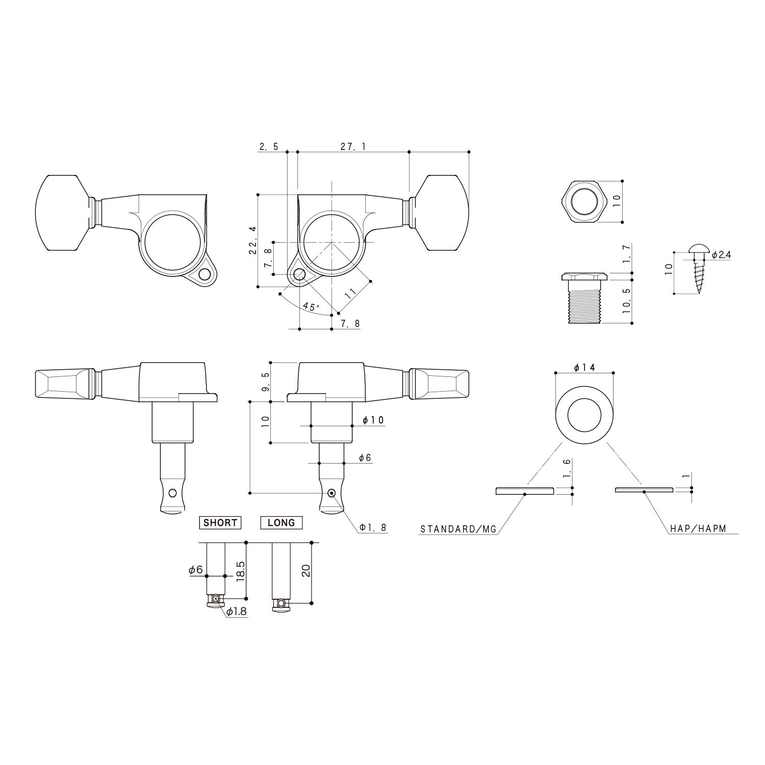 Meccaniche Locking 3L+3R Black