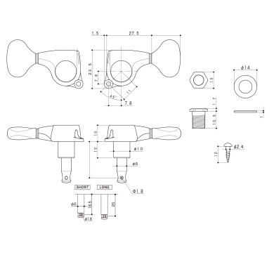 Meccaniche Locking 3L+3R Gold
