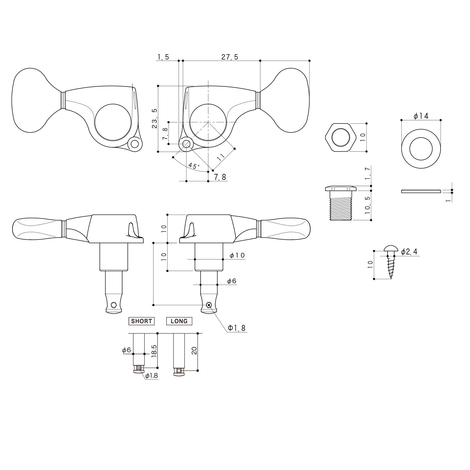 Meccaniche Locking 3L+3R Gold