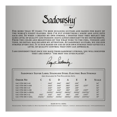 Silver Label Basso Elettrico 4 St 045-105 SS