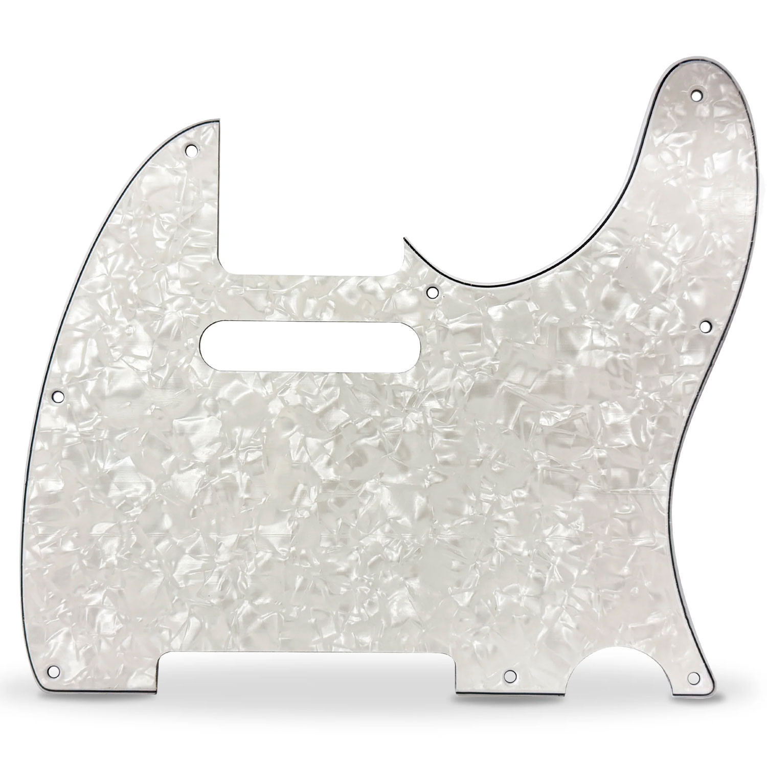 Pickguard 62 Tele Style 4ply 8 hole white pearl
