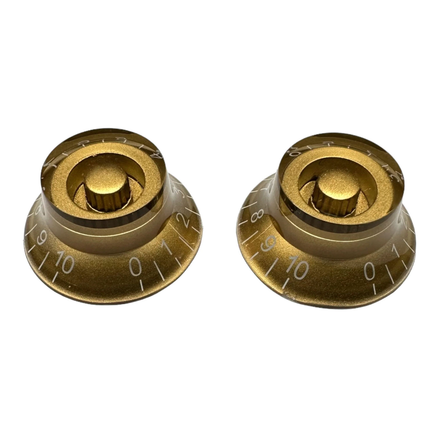 Bell knob gold/white font 2pcs