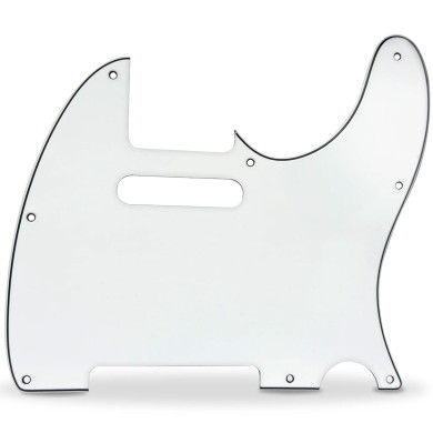 Pickguard 62 Tele Style 3ply 8 hole white