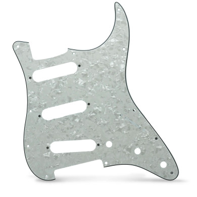 Pickguard Strat Style 3ply 11 hole white pearl