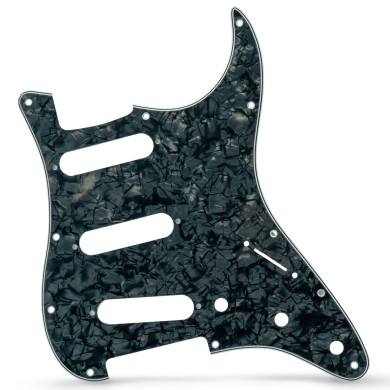 Pickguard Strat Style 3ply 11 hole black pearl